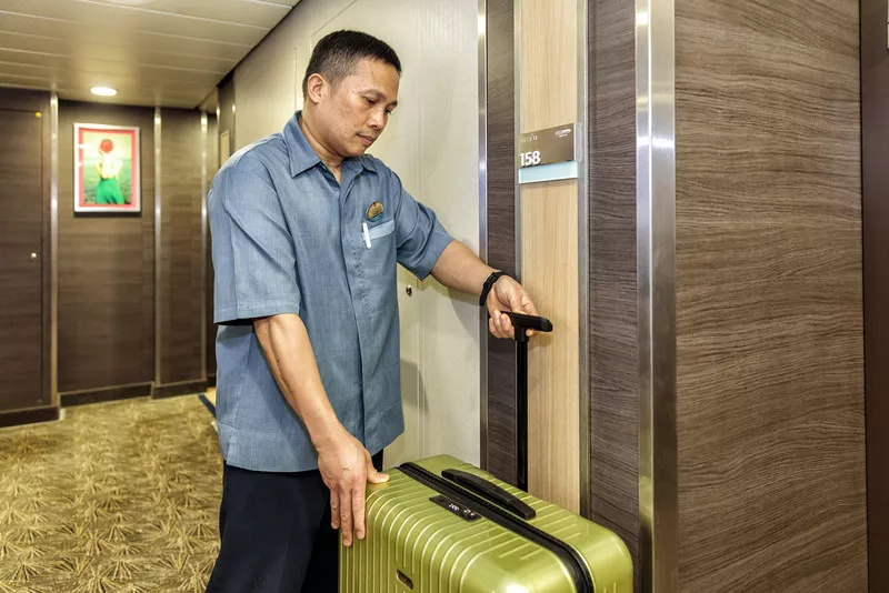 Worker transporting luggage