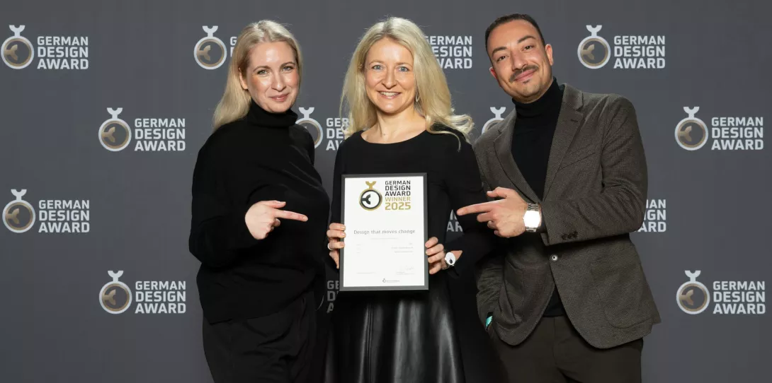 Anne Schiefelbein, Luisa Boger and Michael Akman at the German Design Awards 2025 in Frankfurt