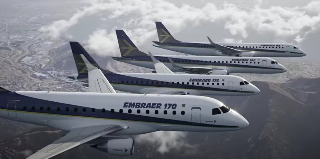 Embraer Aircrafts flying in the sky