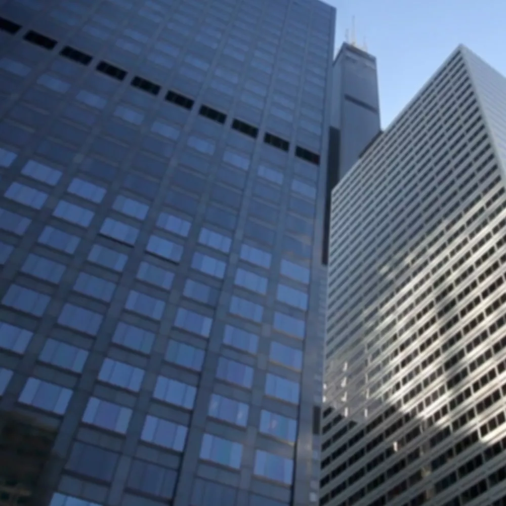 Skyscrapers against a bright blue sky
