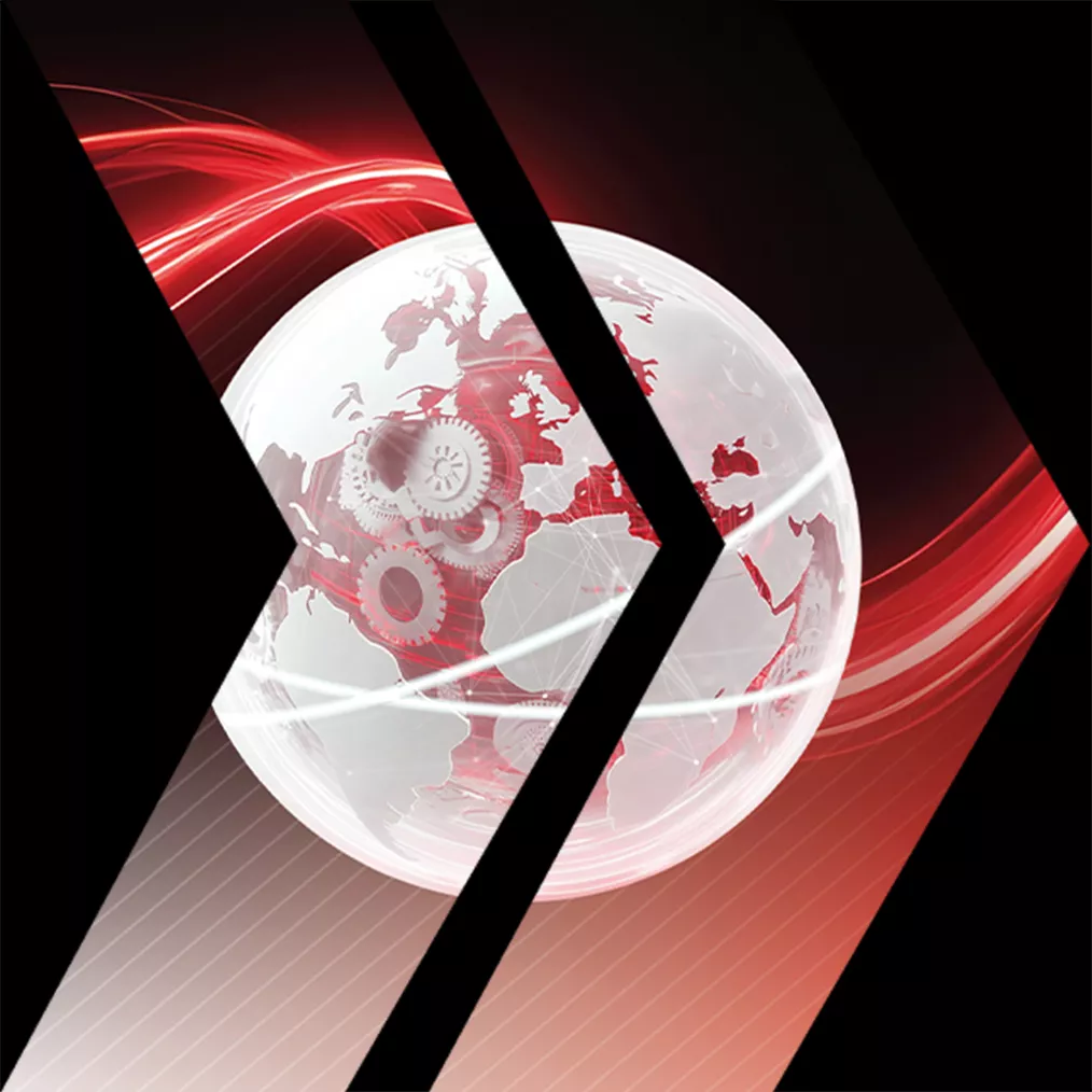 The COO Agenda Porsche Consulting Globe in arrow with red color and gears