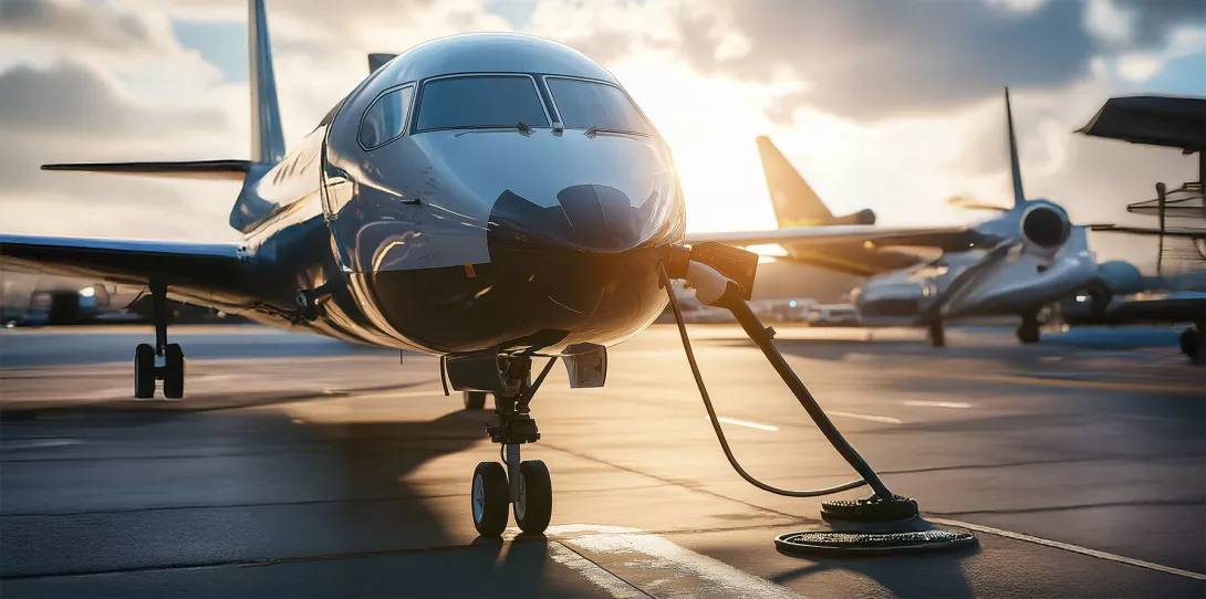 Elektro Flugzeug am Laden