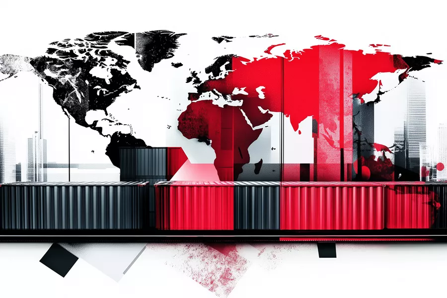 Strafzölle Container mit Weltkarte Porsche Consulting