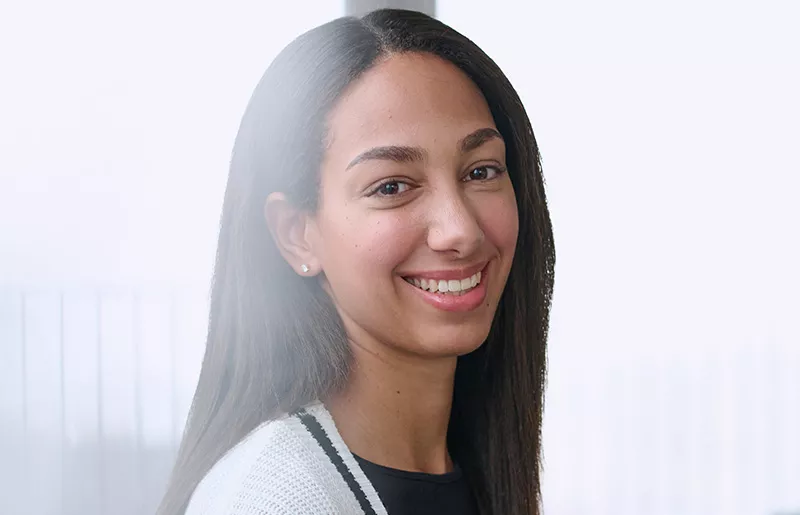 Portrait of a female student on an internship