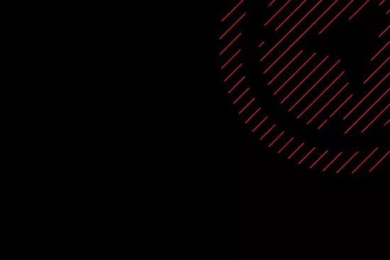 Hatched red compass on black background