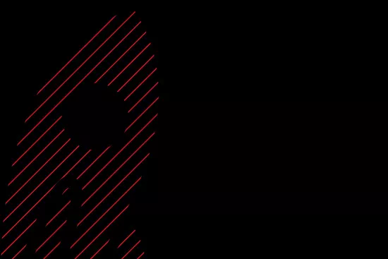 Hatched red rocket icon on black background