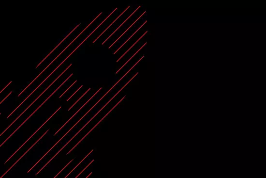 Hatched red rocket icon on black background